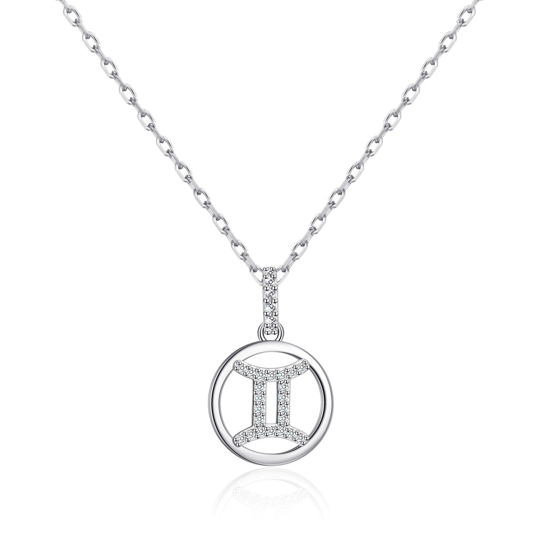Gemini Star Sign Zodiac Necklace with Zircondia® Crystals - Philip Jones Jewellery