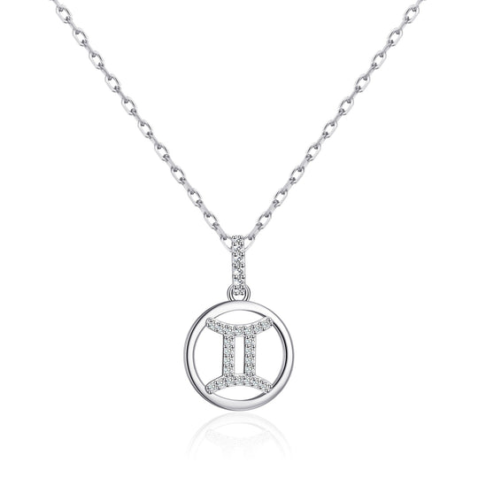 Gemini Star Sign Zodiac Necklace with Zircondia® Crystals - Philip Jones Jewellery