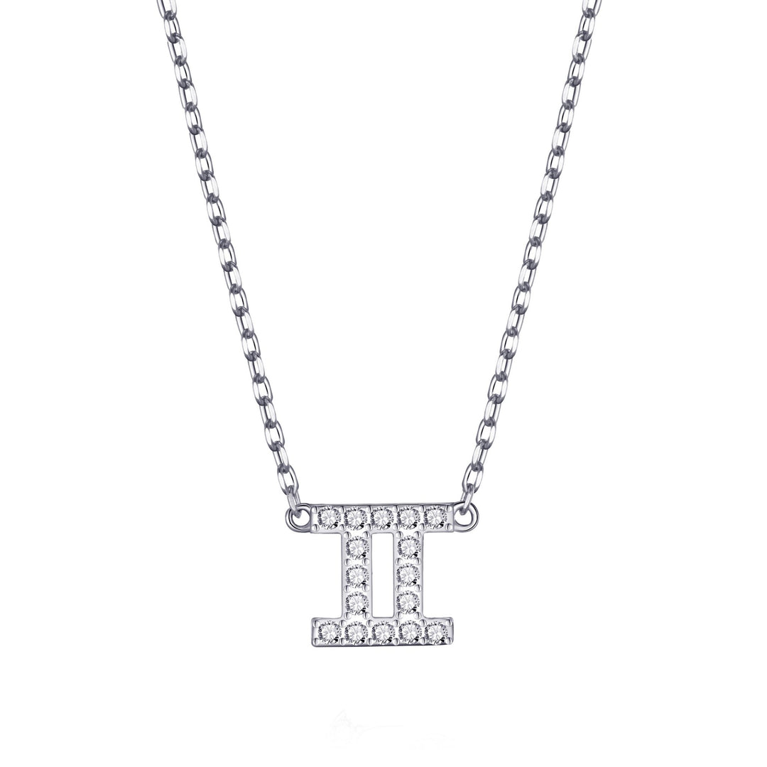 Gemini Zodiac Star Sign Necklace Created with Zircondia® Crystals - Philip Jones Jewellery