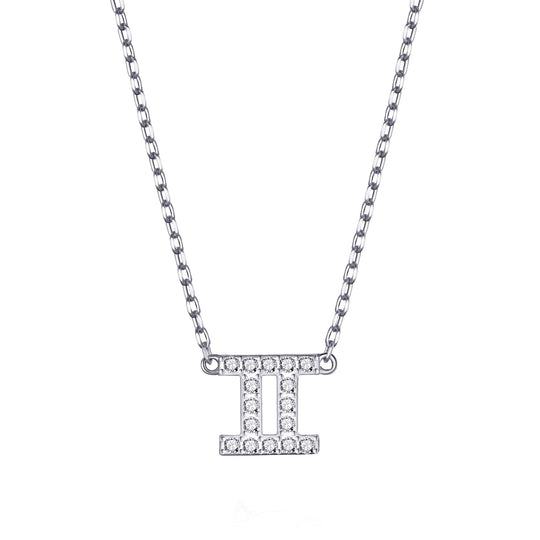 Gemini Zodiac Star Sign Necklace Created with Zircondia® Crystals - Philip Jones Jewellery