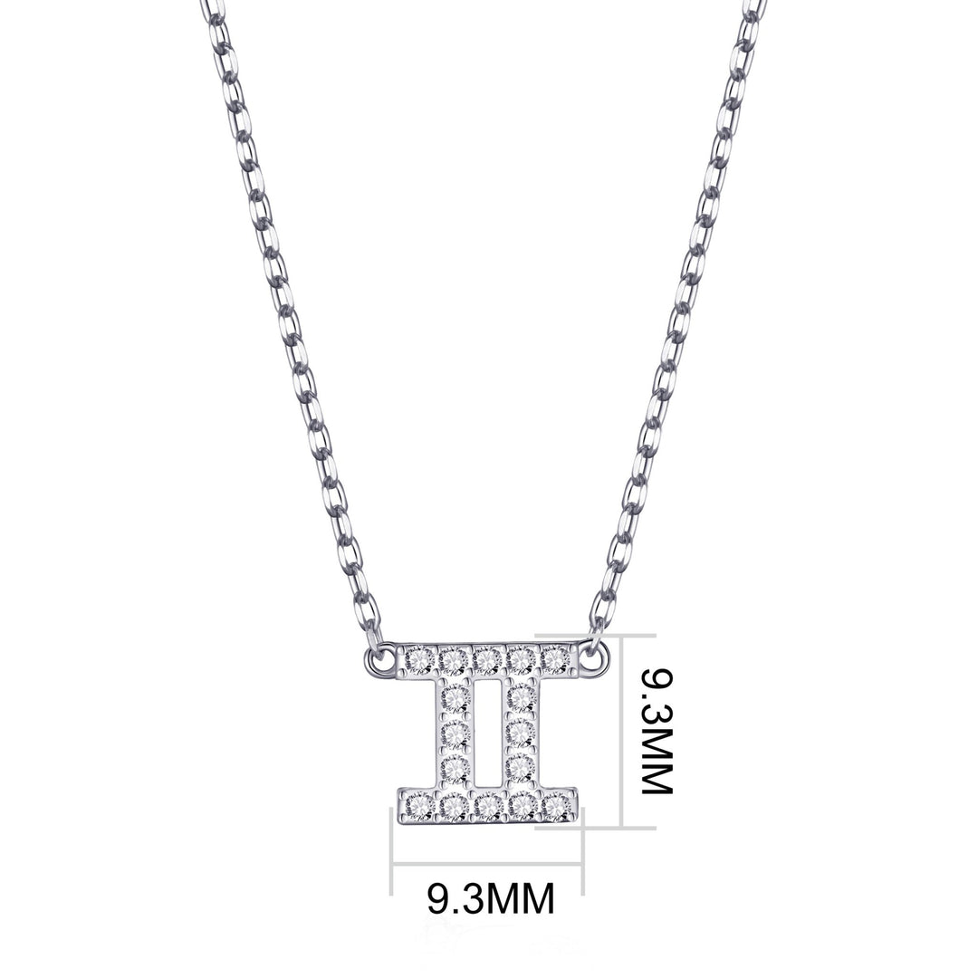 Gemini Zodiac Star Sign Necklace Created with Zircondia® Crystals - Philip Jones Jewellery