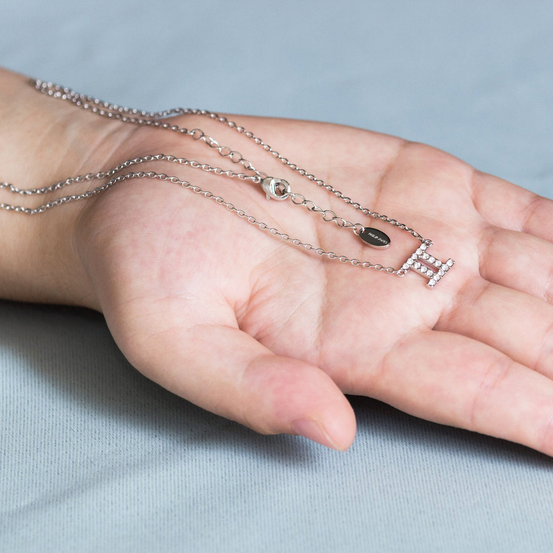 Gemini Zodiac Star Sign Necklace Created with Zircondia® Crystals - Philip Jones Jewellery