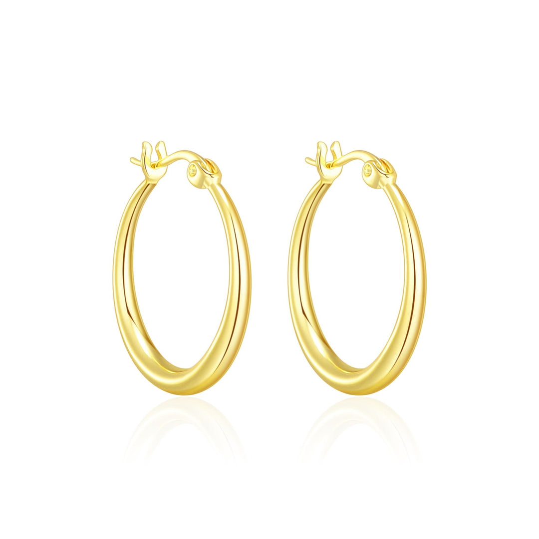 Gold Plated 20mm Hoop Earrings - Philip Jones Jewellery