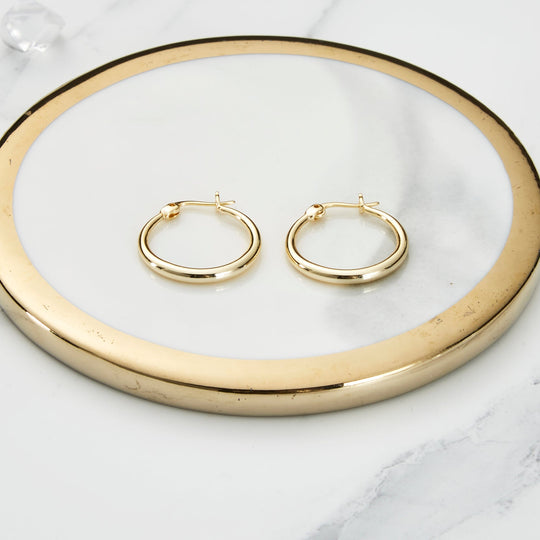 Gold Plated 20mm Hoop Earrings - Philip Jones Jewellery