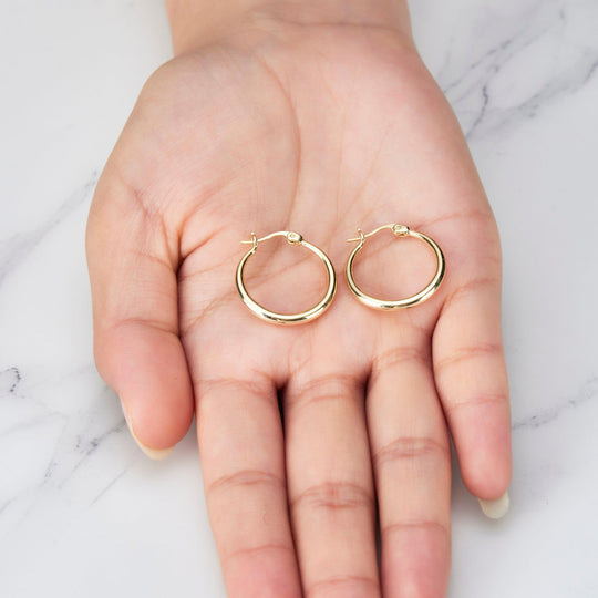 Gold Plated 20mm Hoop Earrings - Philip Jones Jewellery
