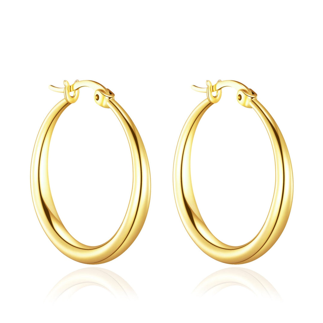Gold Plated 25mm Hoop Earrings - Philip Jones Jewellery