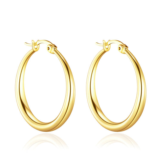 Gold Plated 25mm Hoop Earrings - Philip Jones Jewellery