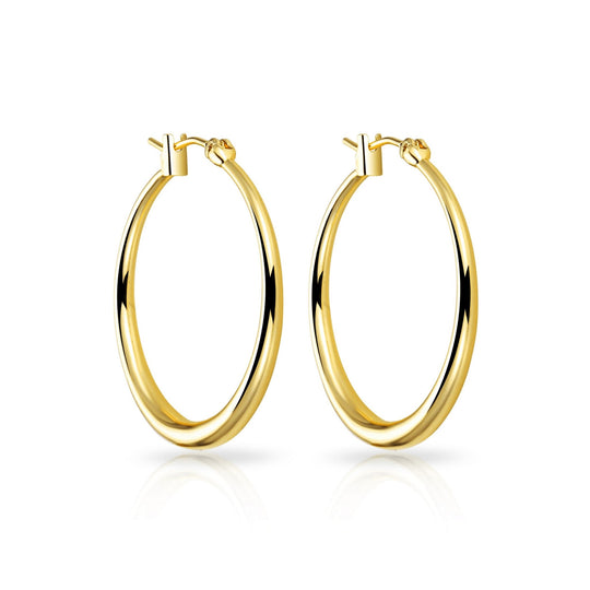 Gold Plated 30mm Hoop Earrings - Philip Jones Jewellery