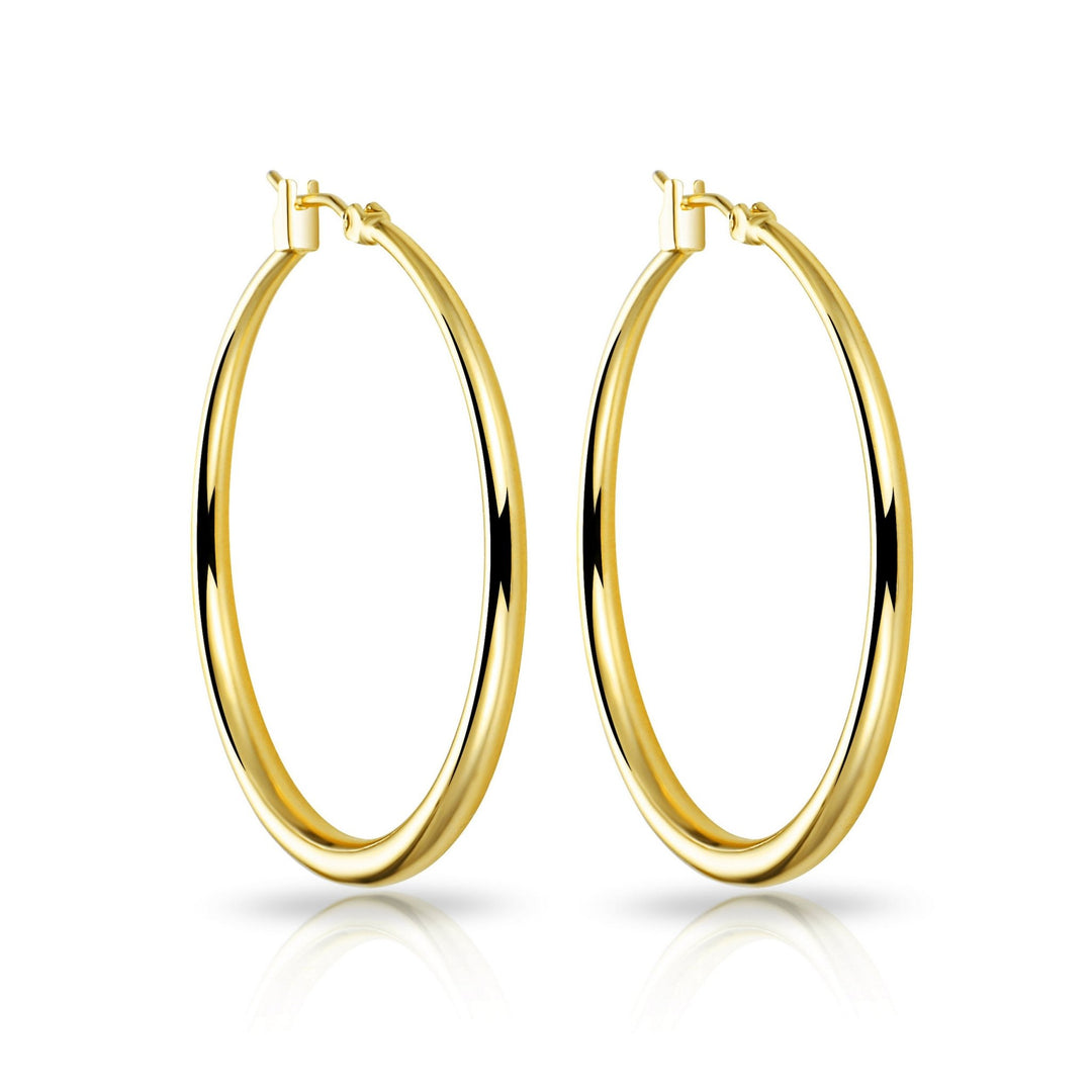 Gold Plated 40mm Hoop Earrings - Philip Jones Jewellery