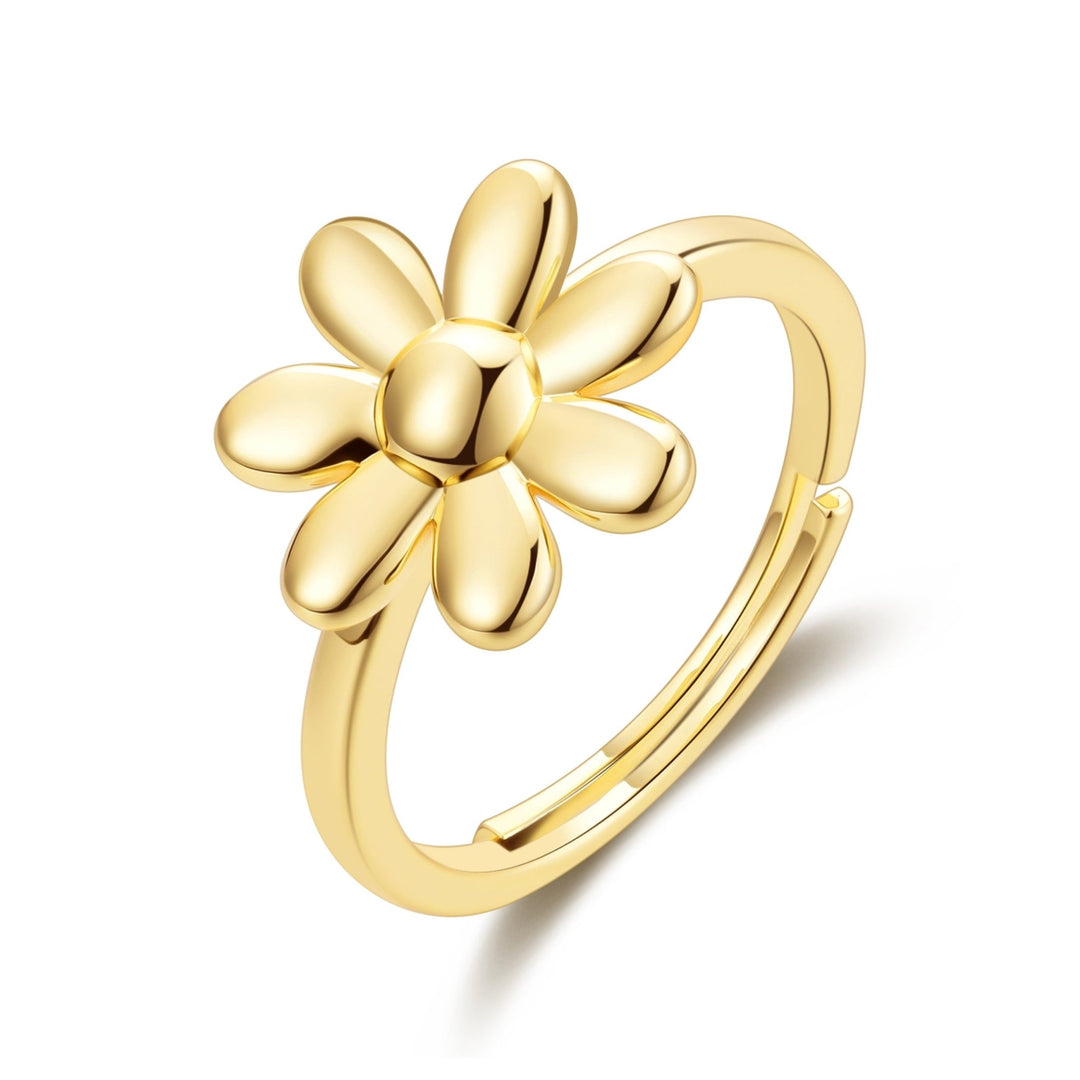 Gold Plated Adjustable Daisy Ring - Philip Jones Jewellery