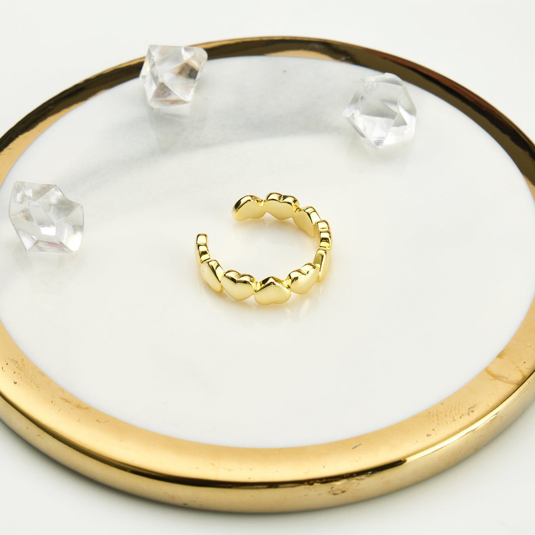 Gold Plated Adjustable Heart Band Ring - Philip Jones Jewellery