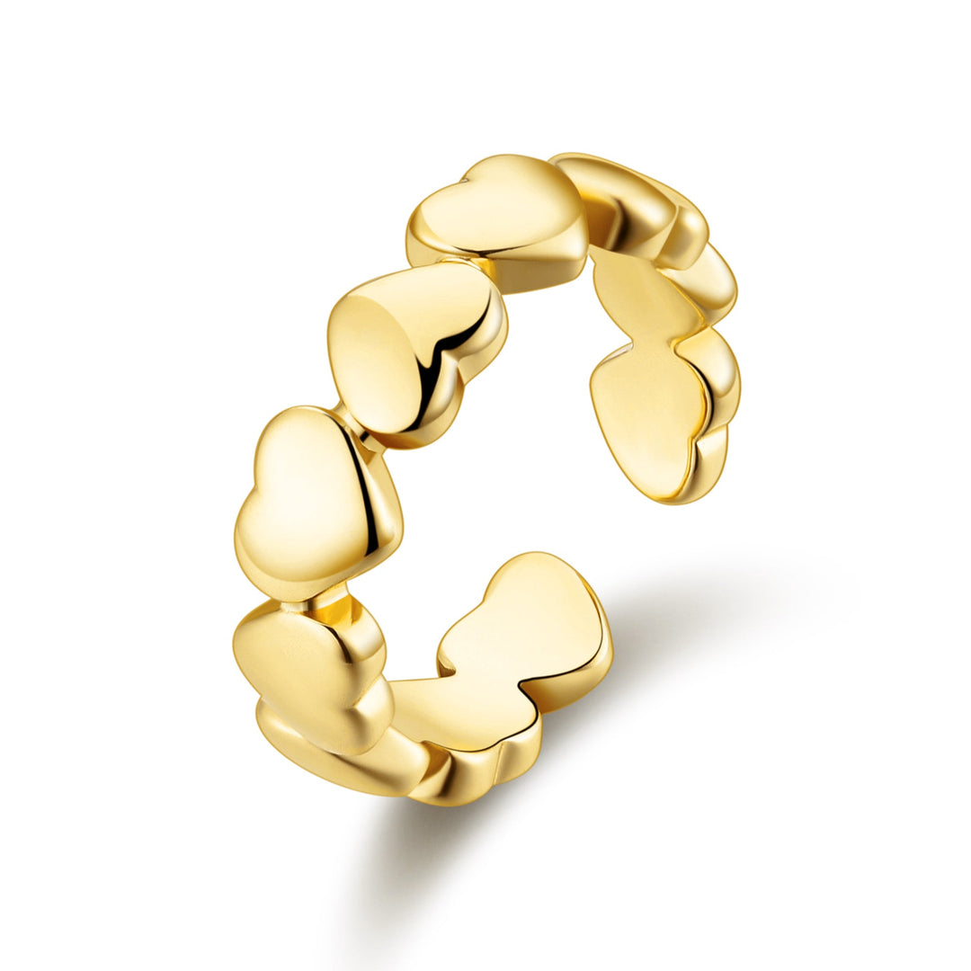 Gold Plated Adjustable Heart Band Ring - Philip Jones Jewellery