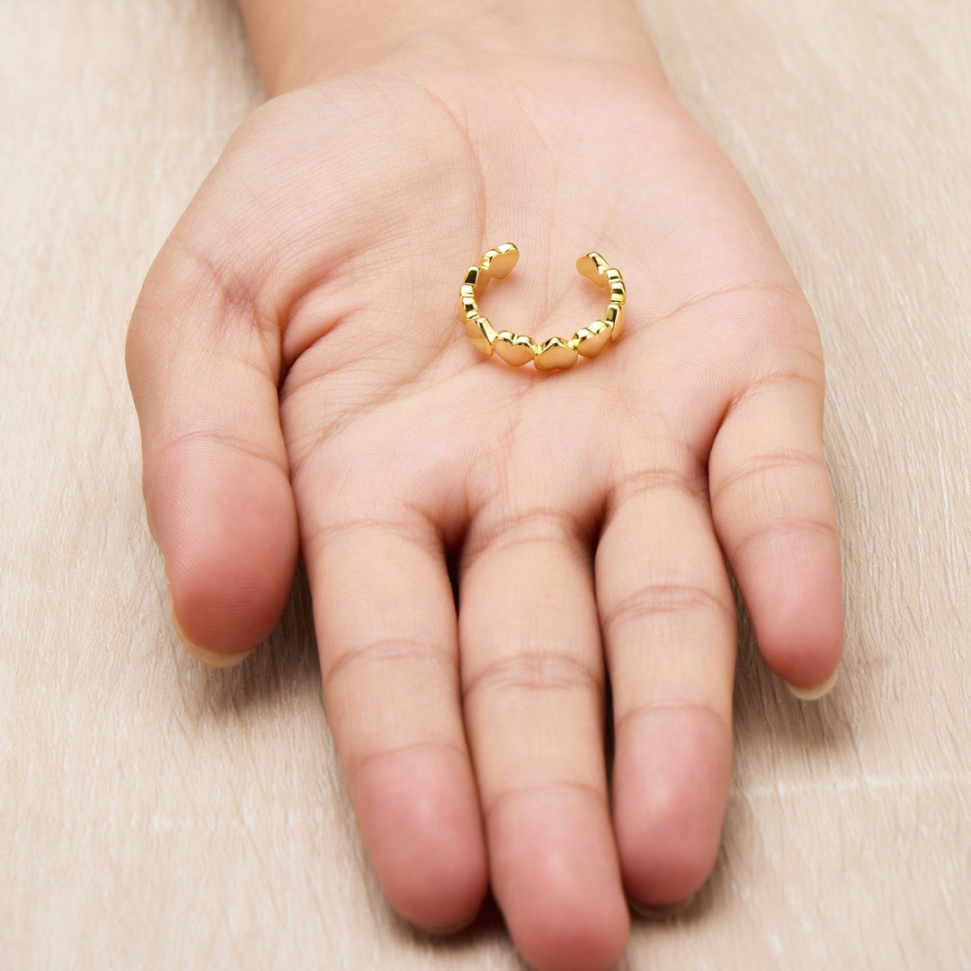 Gold Plated Adjustable Heart Band Ring - Philip Jones Jewellery