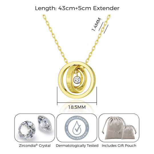 Gold Plated Always My Mother Quote Necklace Created with Zircondia® Crystals - Philip Jones Jewellery