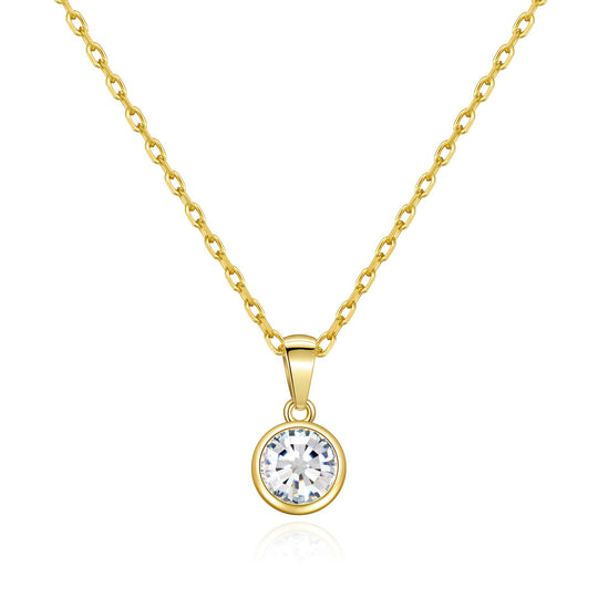 Gold Plated April (Diamond) Birthstone Necklace Created with Zircondia® Crystals - Philip Jones Jewellery