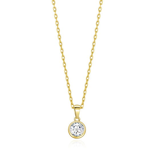 Gold Plated April (Diamond) Birthstone Necklace Created with Zircondia® Crystals - Philip Jones Jewellery