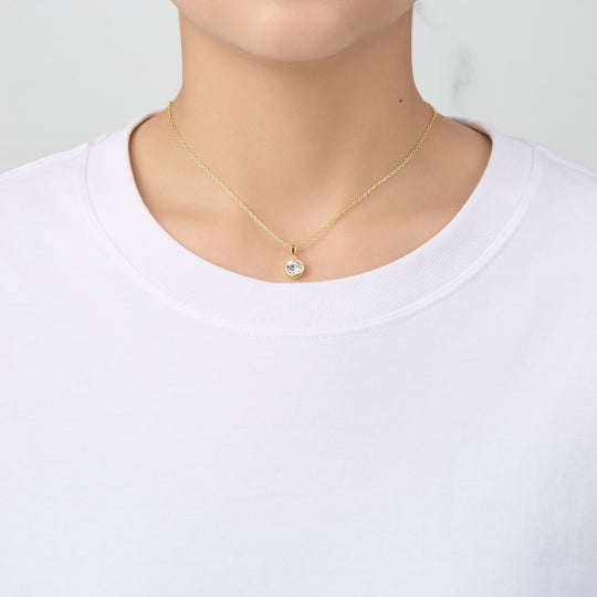 Gold Plated April (Diamond) Birthstone Necklace Created with Zircondia® Crystals - Philip Jones Jewellery