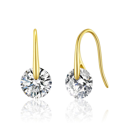 Gold Plated Atlas Earrings Created with Zircondia® Crystals - Philip Jones Jewellery