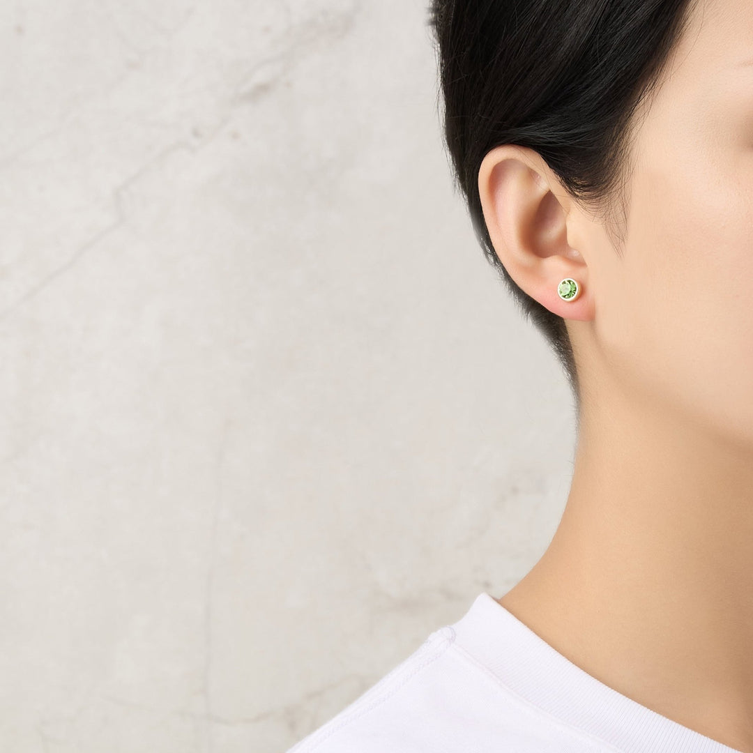 Gold Plated August (Peridot) Birthstone Earrings Created with Zircondia® Crystals - Philip Jones Jewellery