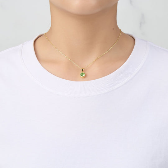 Gold Plated August (Peridot) Birthstone Necklace Created with Zircondia® Crystals - Philip Jones Jewellery