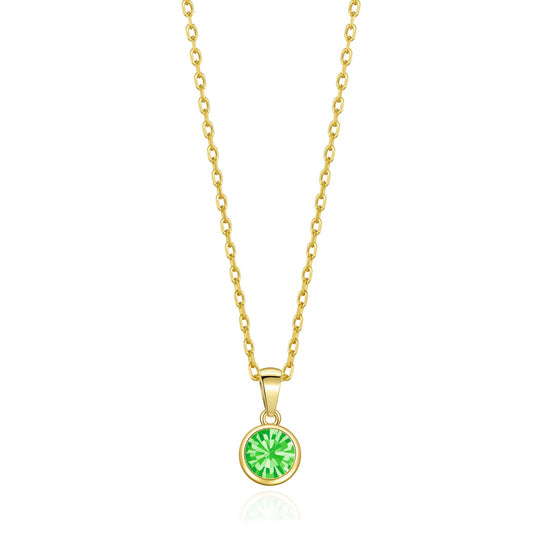 Gold Plated August (Peridot) Birthstone Necklace Created with Zircondia® Crystals - Philip Jones Jewellery