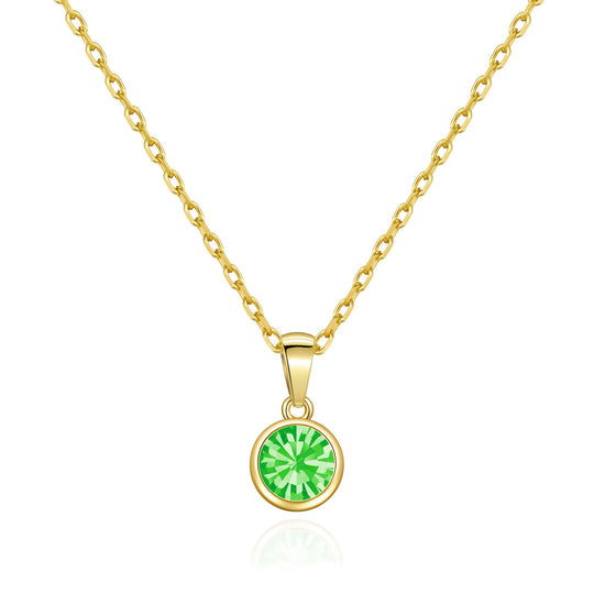Gold Plated August (Peridot) Birthstone Necklace Created with Zircondia® Crystals - Philip Jones Jewellery