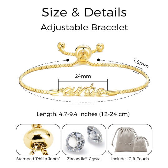 Gold Plated Auntie Bracelet Created with Zircondia® Crystals - Philip Jones Jewellery