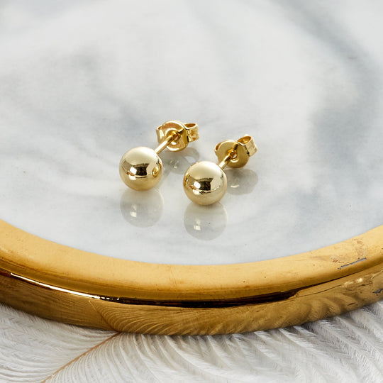 Gold Plated Ball Stud Earrings - Philip Jones Jewellery