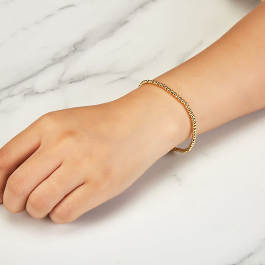 Gold Plated Beaded Stretch Bracelet - Philip Jones Jewellery