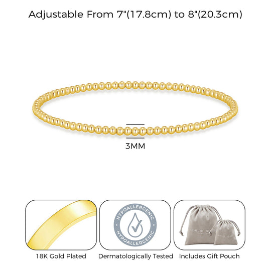 Gold Plated Beaded Stretch Bracelet - Philip Jones Jewellery