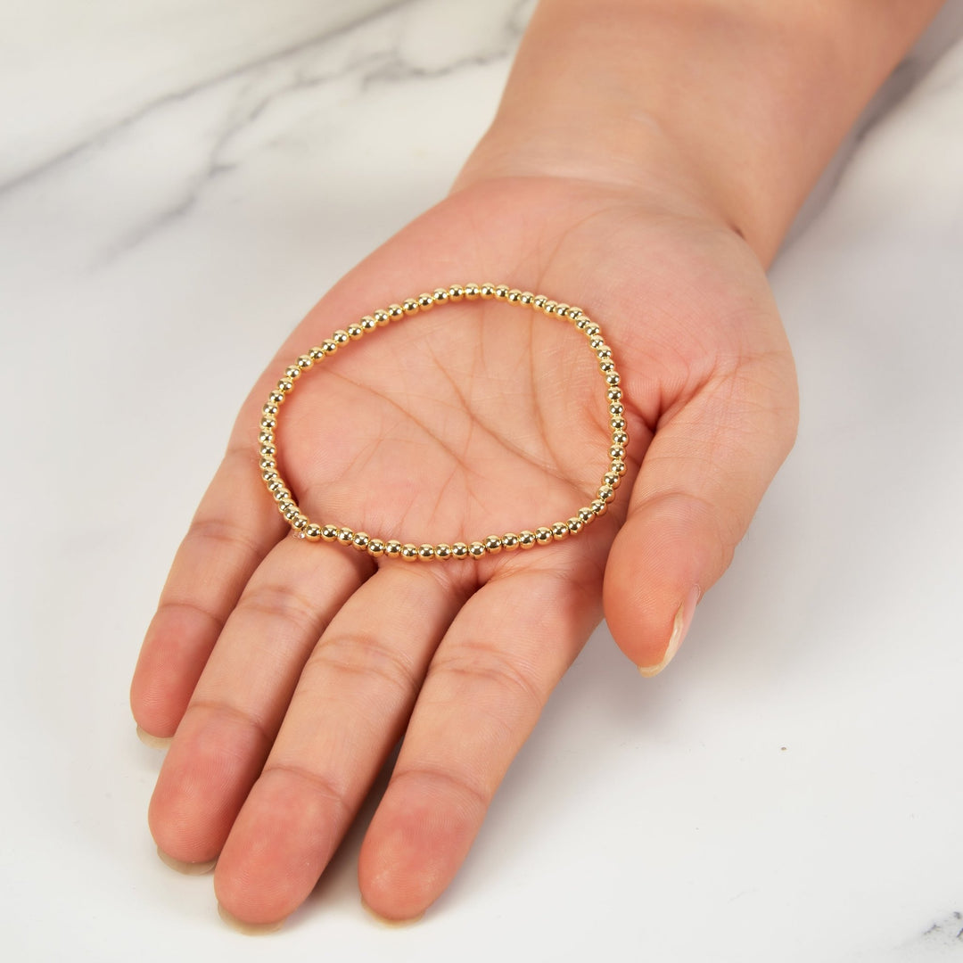 Gold Plated Beaded Stretch Bracelet - Philip Jones Jewellery