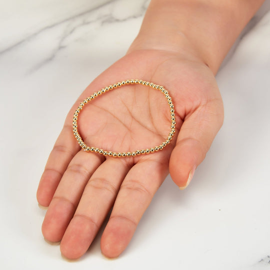 Gold Plated Beaded Stretch Bracelet - Philip Jones Jewellery