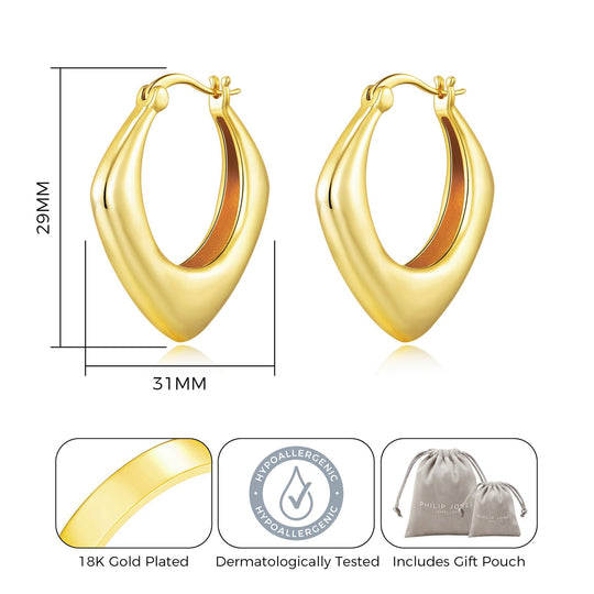 Gold Plated Chunky Hoop Earrings - Philip Jones Jewellery