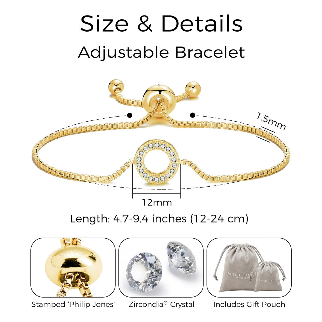 Gold Plated Circle of Life Friendship Bracelet Created with Zircondia® Crystals - Philip Jones Jewellery