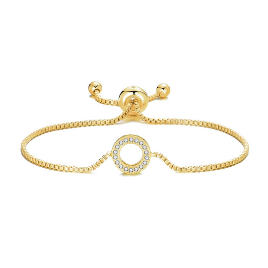 Gold Plated Circle of Life Friendship Bracelet Created with Zircondia® Crystals - Philip Jones Jewellery