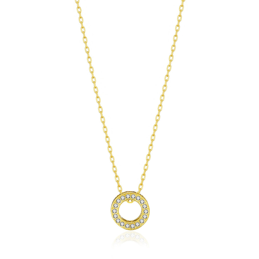 Gold Plated Circle of Life Necklace Created with Zircondia® Crystals - Philip Jones Jewellery