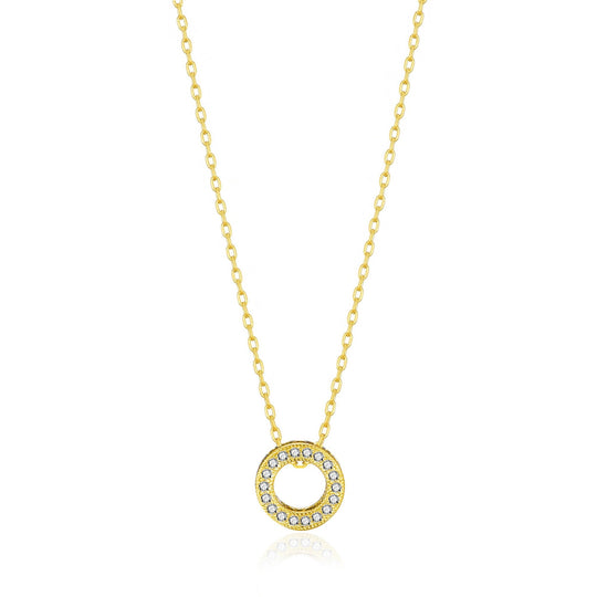 Gold Plated Circle of Life Necklace Created with Zircondia® Crystals - Philip Jones Jewellery