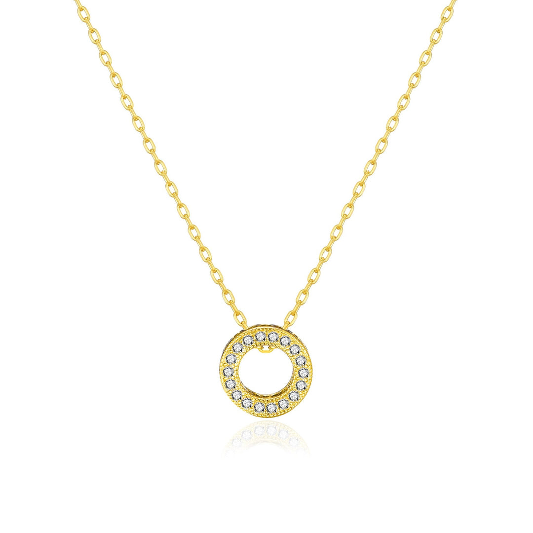 Gold Plated Circle of Life Necklace Created with Zircondia® Crystals - Philip Jones Jewellery