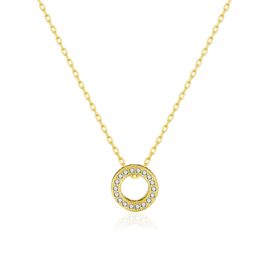 Gold Plated Circle of Life Necklace Created with Zircondia® Crystals - Philip Jones Jewellery