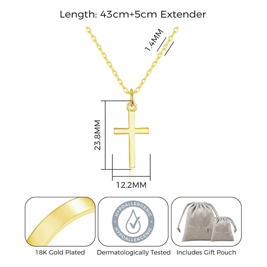 Gold Plated Cross Necklace - Philip Jones Jewellery
