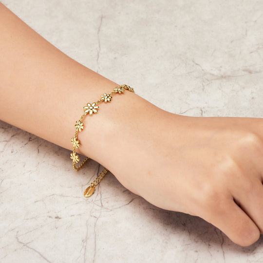 Gold Plated Daisy Bracelet - Philip Jones Jewellery