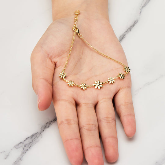 Gold Plated Daisy Bracelet - Philip Jones Jewellery