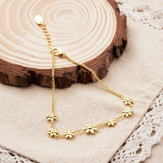 Gold Plated Daisy Bracelet - Philip Jones Jewellery