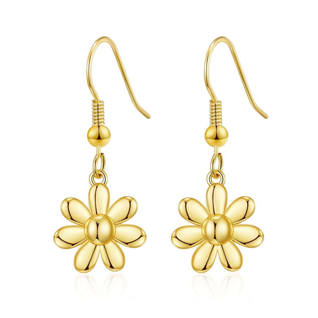 Gold Plated Daisy Drop Earrings - Philip Jones Jewellery