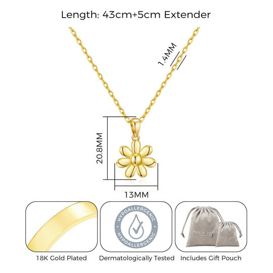 Gold Plated Daisy Necklace - Philip Jones Jewellery