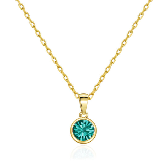 Gold Plated December (Blue Topaz) Birthstone Necklace Created with Zircondia® Crystals - Philip Jones Jewellery