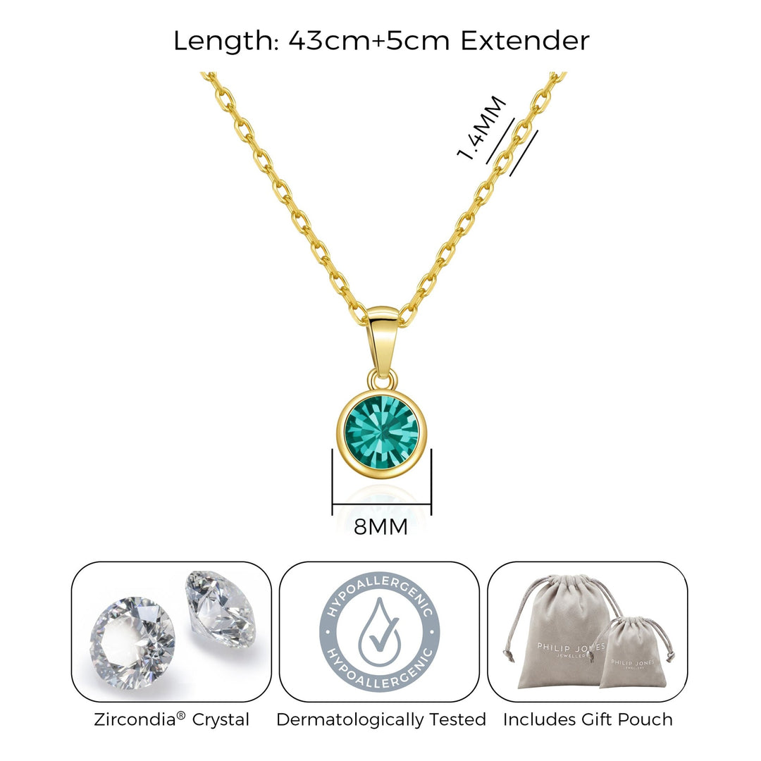Gold Plated December (Blue Topaz) Birthstone Necklace Created with Zircondia® Crystals - Philip Jones Jewellery