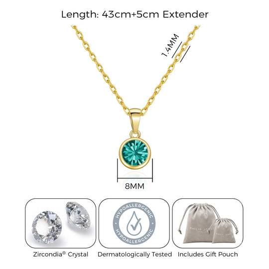 Gold Plated December (Blue Topaz) Birthstone Necklace Created with Zircondia® Crystals - Philip Jones Jewellery