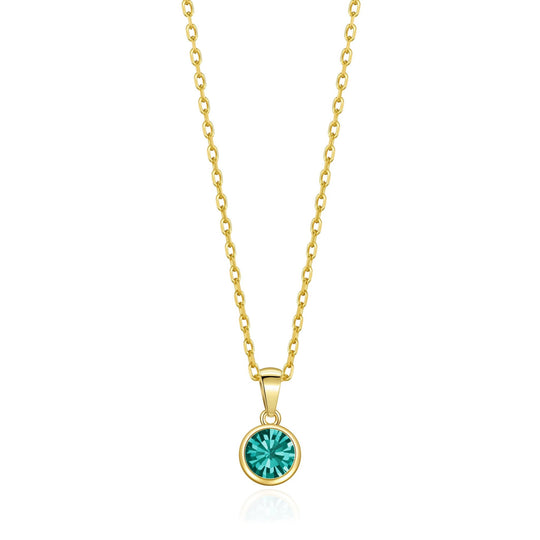 Gold Plated December (Blue Topaz) Birthstone Necklace Created with Zircondia® Crystals - Philip Jones Jewellery