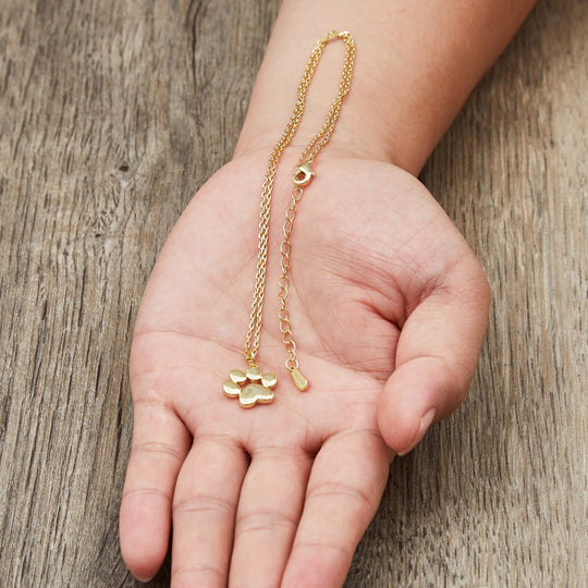 Gold Plated Dog Paw Necklace - Philip Jones Jewellery